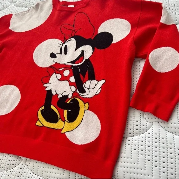 Disney Minnie Mouse Sweater Red White Polka Dots PLUS SIZE 2X Pullover Knit NWT - Picture 6 of 11